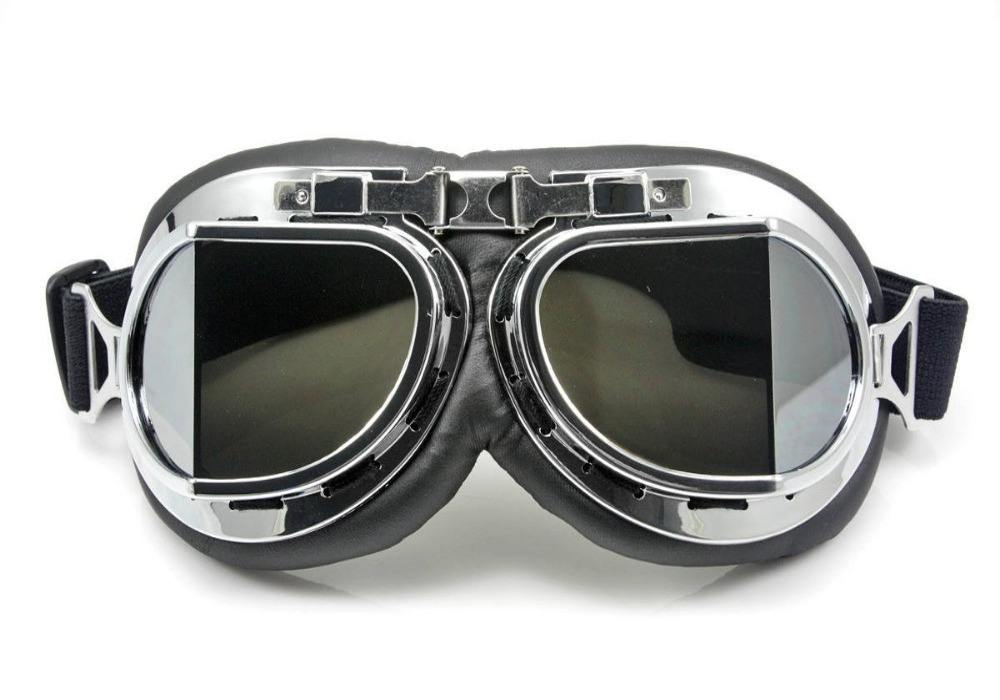 Biker Goggles : The Essential Motorcycle Gear Vintage-Style-Motorcycle-Bike-Scooter-Aviator-Cruiser-Silver-Goggles 1