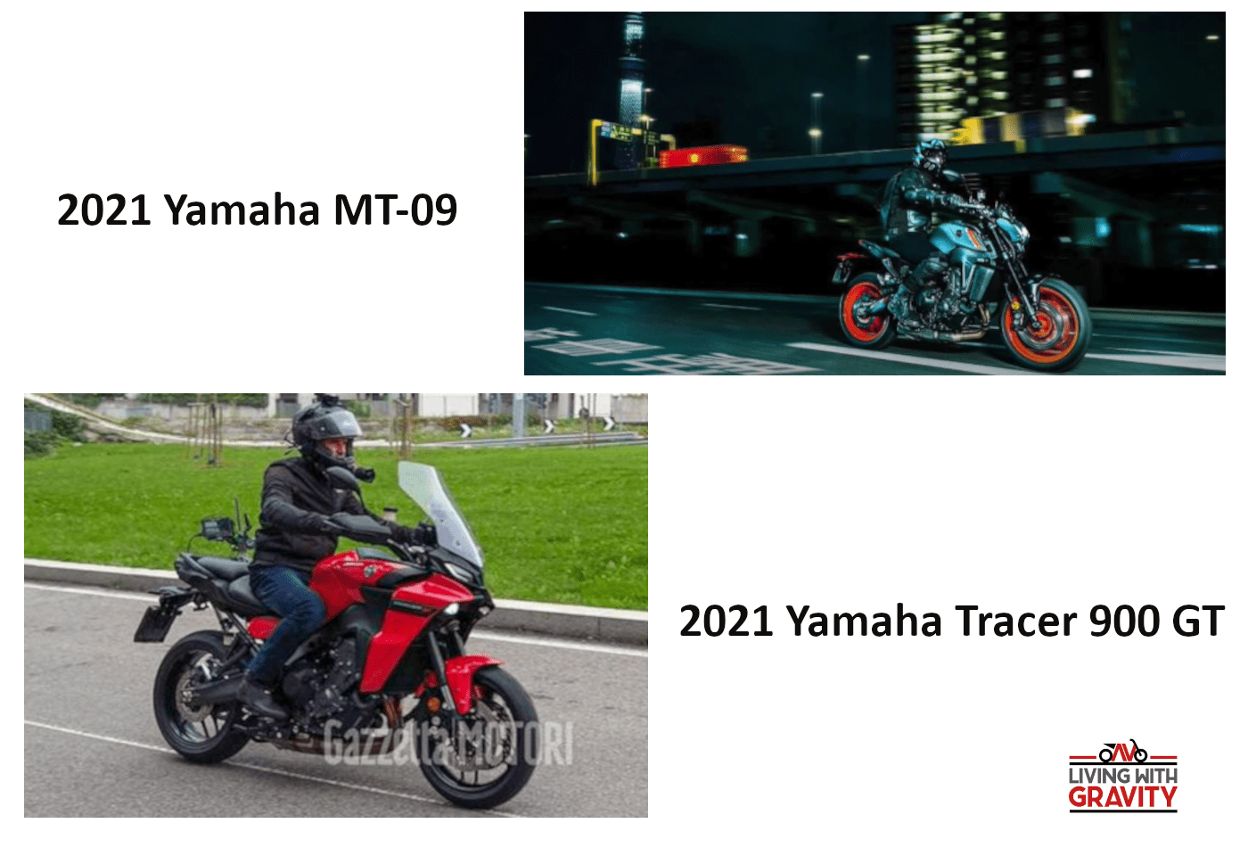 Comparison 2021 Yamaha MT09 vs 2021 Tracer 900 GT