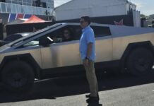 Elon Musk spotted at Formula 1 race with Tesla Cybertruck Elon Musk Tesla Cybertruck